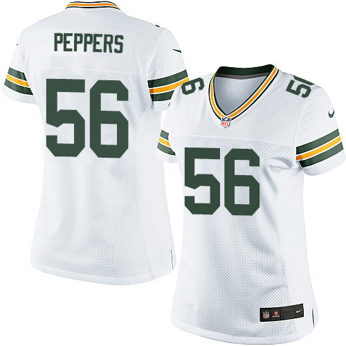 Women's Elite Julius Peppers Nike Jersey White Road - #56 NFL Green Bay Packers